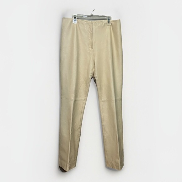 VS2 BY VAKKO PANTS CREAM 100%‎ LAMB LEATHER FULLY LINED STRAIGHT LEG SZ 8